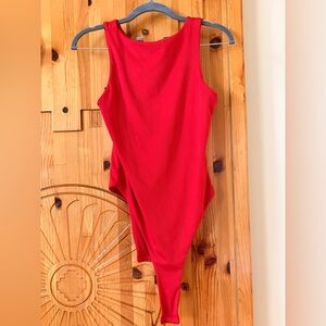 Amazon Essentials Red Sleeveless Scoop Neck Bodysuit